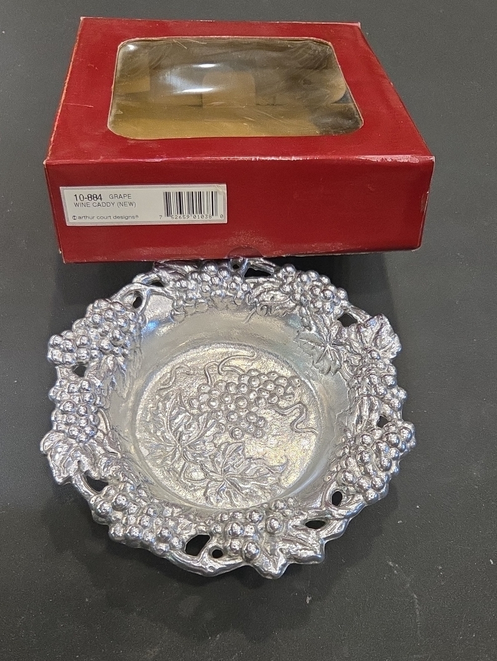 Arthur Court Silver Grape Motif Wine Caddy Bowl